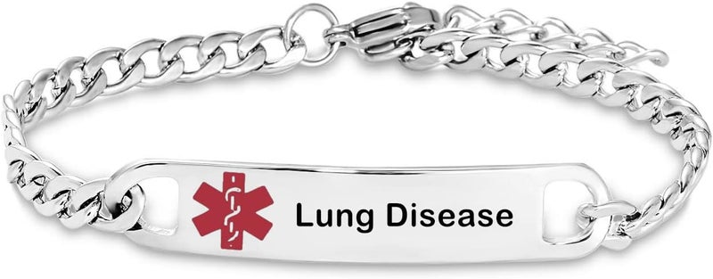 TGLS Red Medical Alert Bracelet for Women Men Emergency First Aid Health Alert Engraved Adjustable Stainless Steel Chain Bracelets - Image 1